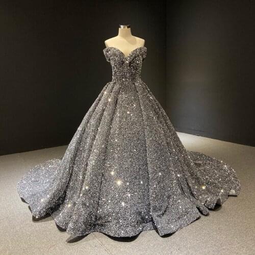 J66742 JANCEMBER Boat Neck Short Sleeve Prom Dresses 2020 Luxury Lace Up Back Shining Sequins Chapel Train Women Party Dress New