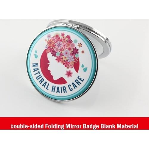 10pcs 58mm Advertising Folding Double side Printing mirror Button badges Round mirror tin button badge blank Materials