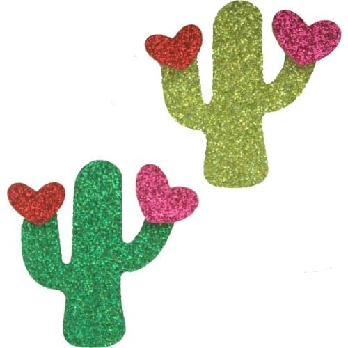 20pcs 37*35mm Cactus For DIY Tailoring Accessories Cacti Craft Supplies Felt For Needlework for Crafts Glitter Hair Sticker Pad