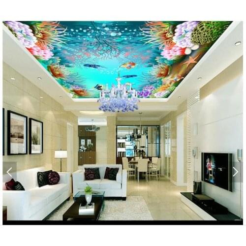 Custom 3d ceiling wallpaper murals 3d ceiling zenith mural ocean aquarium suspended ceiling mural 3d living room photo wallpaper