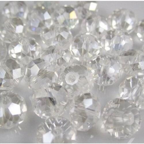 8*10mm 500pcs White Faceted Quartz Rondelle glass Beads Free Shipping Wholesale Bracelet DIY spacer Findings crystal