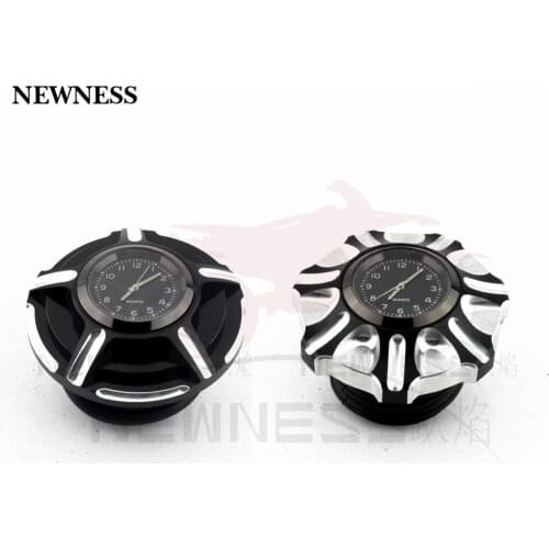 Motorcycle CNC Aluminum Fuel Gas Tank Clock Decorative Oil Cap For Harley Touring Road King Softail Dyna Sportster XL 1200 883