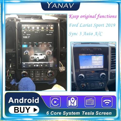 12.1 vertical screen Car stereo GPS navigation For Lariat sport 2019 Sync 3 Android car Auto radio audio multimedia head unit