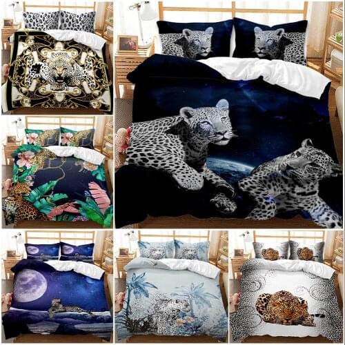 Animal Cheetah Scenery 3D Print Comforter Bedding Set Cartoon Queen Twin Single Size Duvet Cover Set Pillowcase Luxury Gifts