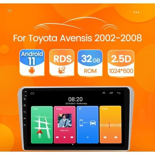 Car GPS Navigation 2din Android 11 Auto Radio Player For Toyota Avensis 2002 2003 2004 2005 2006 2007 2008 WIFI RDS SWC 2 din