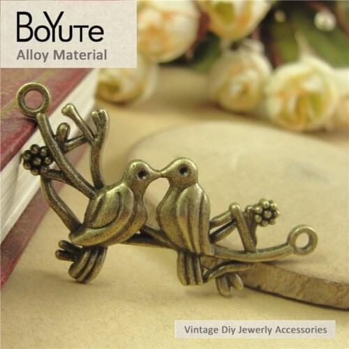 BoYuTe (50 Pieces/Lot) 48*27MM Antique Bronze Plated Zinc Alloy Fashion Birds Branch Connectors Charms for Jewelry Making Diy