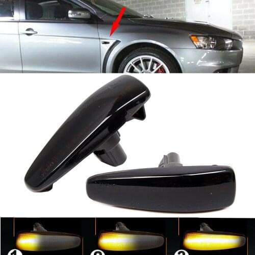 For Mitsubishi Lancer Evo X Mirage Outlander Sport /RVR/ASX Sequential Smoke Marker Lens Amber LED Side Marker Turn Signal Light