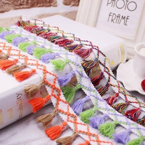 12 Colors Cotton Rainbow Lace Mixed Tassel Fringe Drop Lace Trim Ribbon DIY Handmade Materials Fabric Sewing Accessories