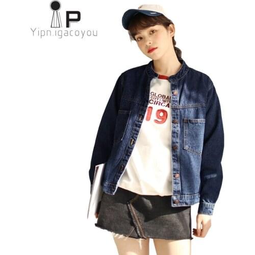 Autumn Vintage Denim Jacket Women Basic Coat Big size Black Long sleeve Jeans Jacket And Coats Women Outerwear Casual Streetwear