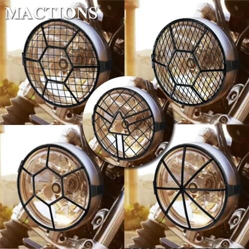 Motorcycle 6.3'' Metal Headlight Lamp Mesh Grill Cover Mask Black Cafe Racer For Harley Bobber Chopper Touring Dyna Softail XL