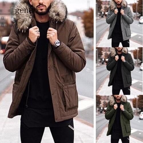 2020 Winter Hoodies Men Coat Long Sleeve Solid Color Warm Fake Fur Hooded Jacket Casaco Masculino Oversize Abrigo Hombre Clothes