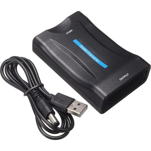 Newest 1080P HDMI-compatible To SCART Video Audio Converter USB Cable TV DVD PS SkyBox Black HDMI-compatible AV Signal Adapter