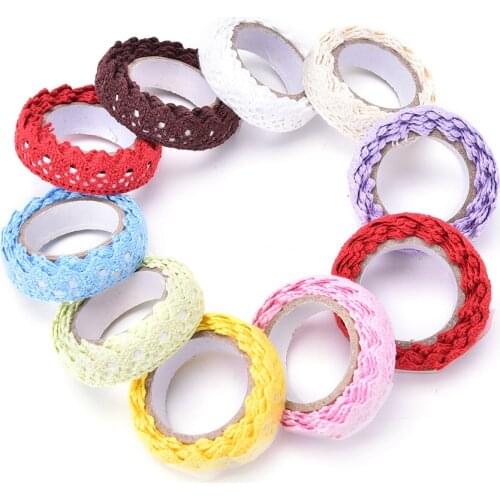 New 9 Colors Cotton Lace Fabric White Crochet Lace Roll Ribbon Knit Adhesive Tape Sticker Craft Decoration Stationery Supplies