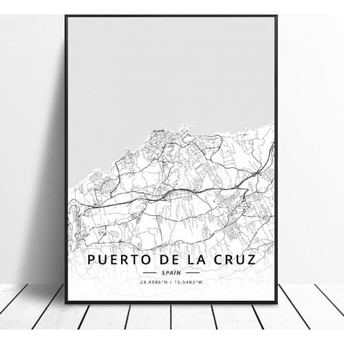 Puerto De La Cruz Sabadell Las Palmas Seville Almeria Zaragoza Spain Map Poster