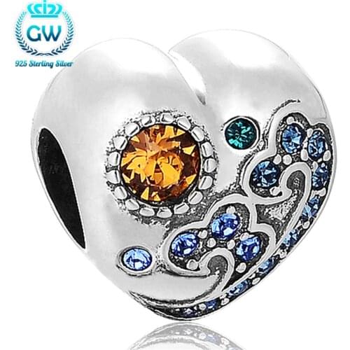 925 Sterling Silver Moon Star Jewelry Love Heart Charms Bracelets Pendant Charms For Lovers GW Brand Jewellery X372