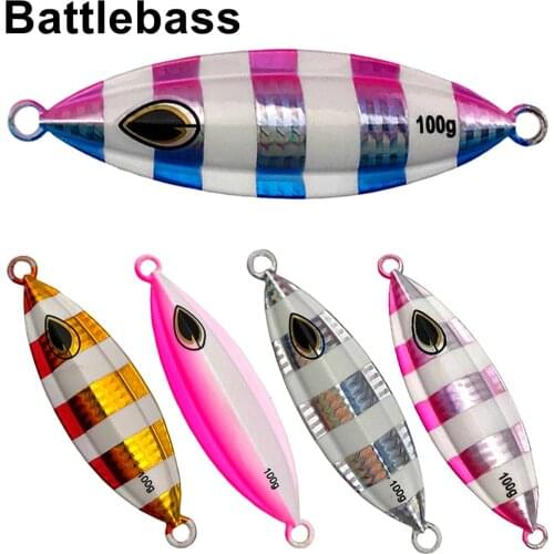 BATTLEBASS 1PCS Deep Zea Jigging Glow Zebra Fishing Ocean Boat Rock Beach Slow Jig Jigbait Spoon Lure Baits 60/80/100/150/200g