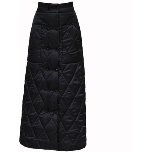 Plus size 5XL!New arrival winter cotton padded skirt women high wasit a-line double breasted long skirt