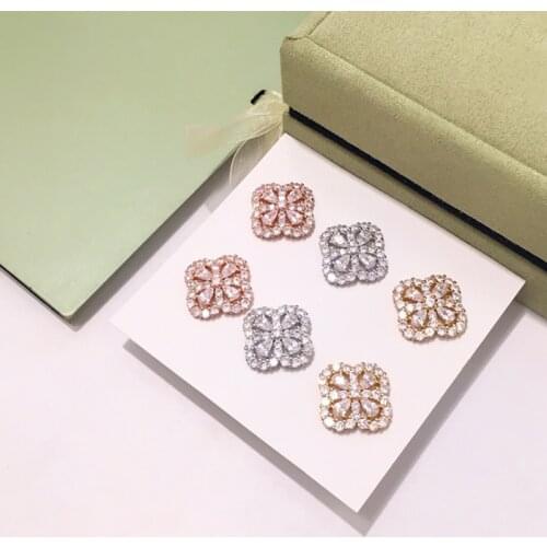 Luxury classic Popular brand S925 flower earrings high quality 5A Zircon Earrings simple design fashion womens Stud earrings