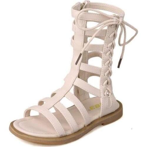 Roman Style Toddler Girl Sandals Lace Up Open Toe Baby Shoes Summer Open Toe Solid Sandals Kids Gladiator Sandals
