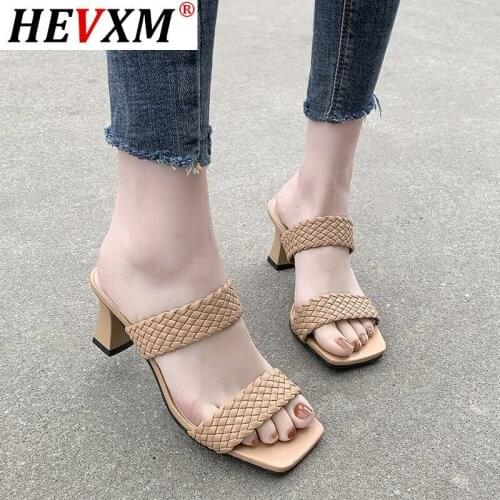 Leather Braided High Heel Sandals Women Runway Party Shoes Woman Cross Wove Folds Mules Shoes Sexy Thin Heel Slippers Woman