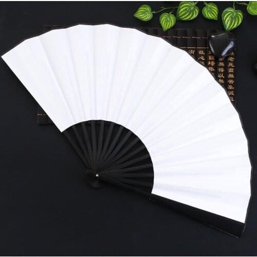 Silk Chinese Folding Fan Vintage Hand Fan Wooden Bamboo DIY Craft Painting Party Decoration Pocket Gift For Calligraphy Painting