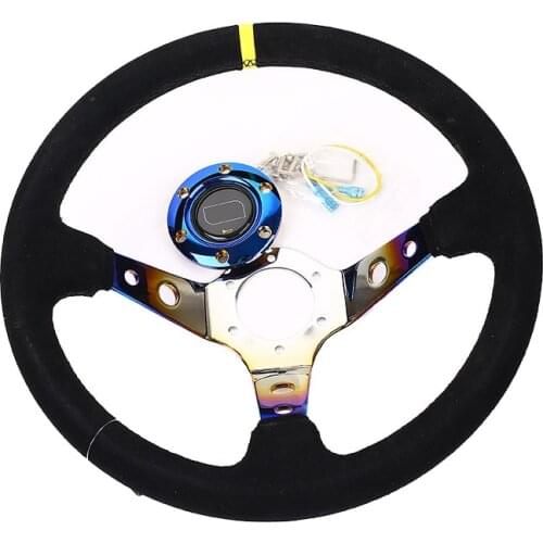 Blue Burned OM Steering wheel Suede racing