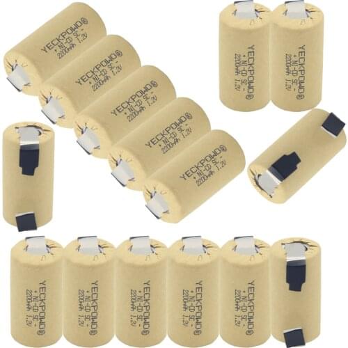 Real capacity guaranteed 15 pcs SC batteries 2200mAh 1.2V sub C battery NICD welding tabs akkus for electric drills for metabo