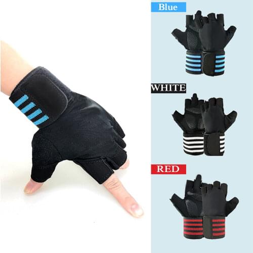 Gym Crossfit FitnessTraining Half Finger Gloves Non-Slip Breathable Extended Wrist Support Bodybuilding Weightlifting Gloves