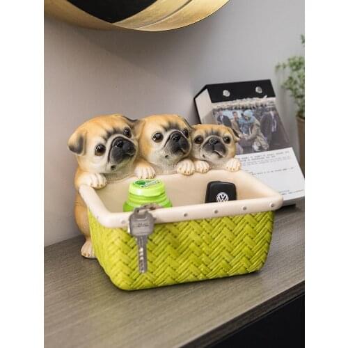 Xuanguan key decoration European living room decoration cute dog creative shoe cabinet door storage tray home decor