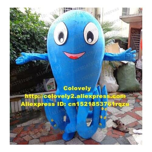Smart Blue Octopus Devilfish Octopi Inkfish Cuttlefish Sepia Calamary Squid Mascot Costume Cartoon Character Many Cirrus ZZ1631