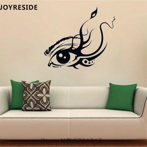 JOYRESIDE Woman Eye Wall Decal Girls Eye Flower Pattern Wall Sticker Beautiful Vinyl Home Livingroom Decor Interior Design A812