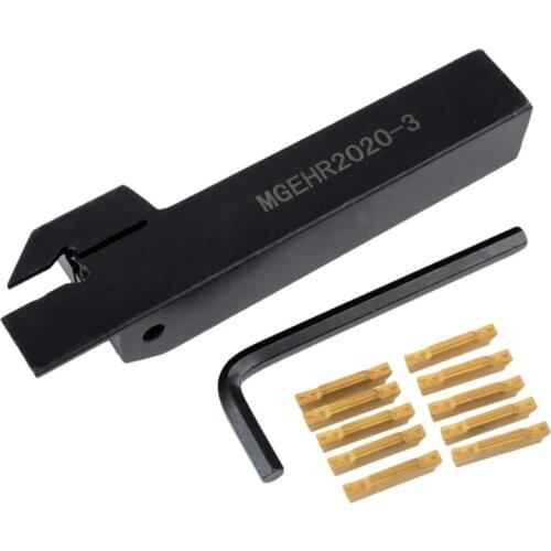 10pcs Mgmn300-M Inserts + Mgehr2020-3 Right Hand Toolholder Boring Bar With Wrench For Lathe Cutting Turning Tool