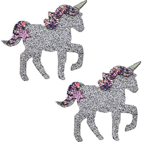 10pcs Padded Glitter Kawaii Unicorn Patches for Crafts girls Decor Headband Applique DIY Headwear Hair Clips Accessories