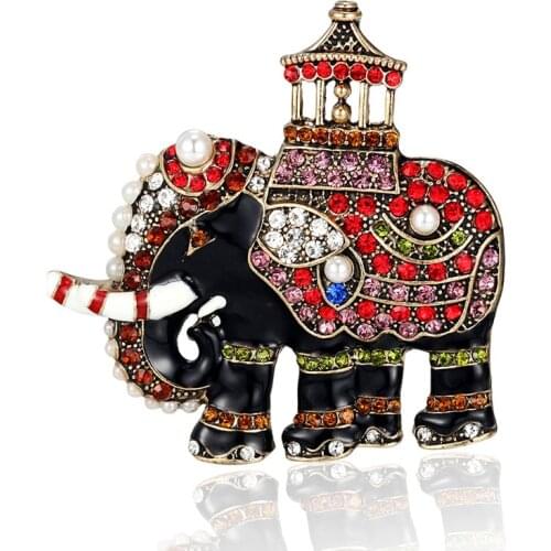 12pcs/lot Wholesale Cheap Price Men Small Size Elephant Brooches Jewelry Womens Vintage Rhinestone Brooch perfect Pearl Broches