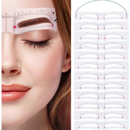 12 Pcs Eyebrow Stencil Reusable Template Makeup Tools Eyebrow-Shaped Mold Card Reusable And practical NE
