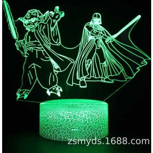 Hasbro Yoda Baby Jedi Knight 3D Table Lamp Creative Birthday Gift Visual Stereo Light 7/16 Color Touch LED Night Light