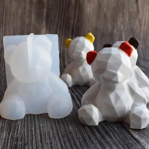 3D Transparent Silicone Epoxy Resin Molds Geometry Bear Mould Animal Aromatherapy Candle Making Form Decoration Tool