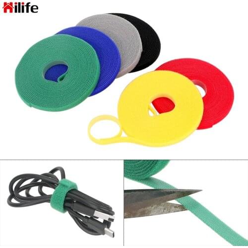 5m*1cm Fastener Reusable Magic Tape Nylon Straps Power Wire Loop Tape Nylon Cable Ties