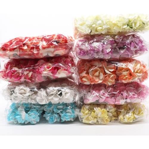 72Pcs 35mm Artificial Paper Rose Flower Bouquet Wedding Decoration DIY Wreath Gift Craft Simulation Fake Flowers Handmade