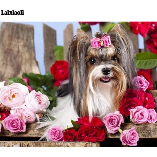 New Rhinestones for Embroidery 5d Diy Diamond Painting Cross Stitch Yorkshire Terrier Dog Full Mosaic icon kit Home Decoration