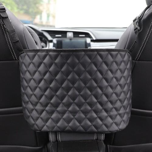 Car Handbag Holder Luxury Leather Seat Back Organizer Mesh Large Capacity Bag Automotive Goods Storage Pocket Seat Crevice Net