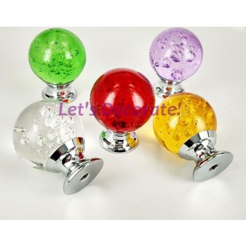 FREE SHIPPING 50PCS/LOT 30mm/40mm Good Quality Round Ball Air Bubble Design K9 Crystal Drawer Knobs/Handles