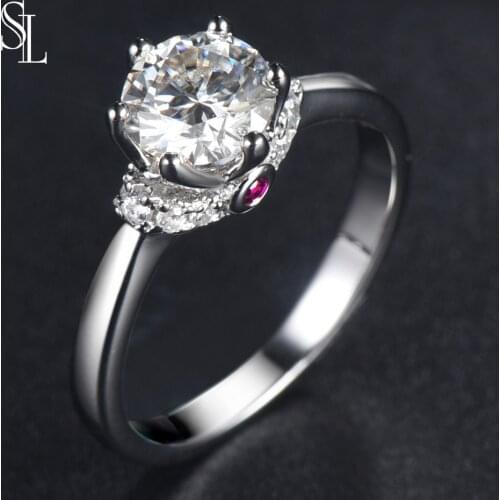 SL Moissanite VVS1 Elegant Engagement, 925 Sterling Silver Gemstone Ring, Moissanite Diamonds Rings