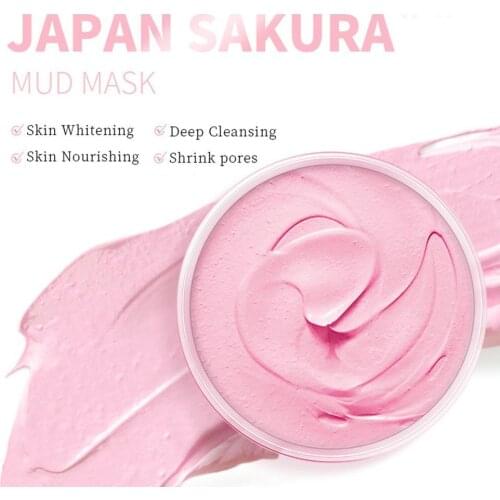 LAIKOU Japan Sakura Clay Mask Mud Korean Face Mask Oil Control Deep Cleansing Whitening Repair Skin Shrink Pores Skin Care Masks