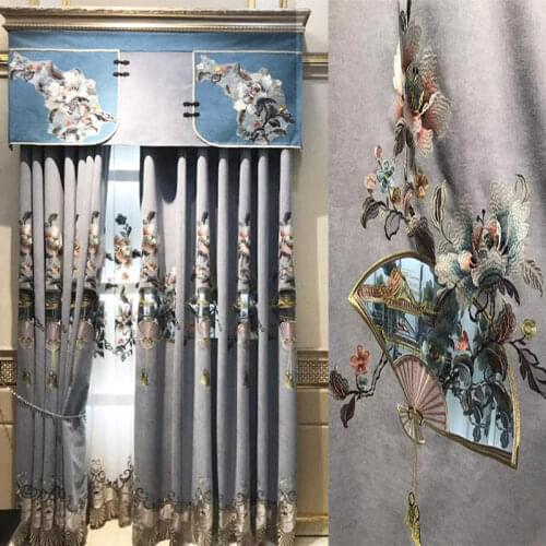 Living room bedroom tapestry embroidered curtain cloth new Chinese finished shading curtain