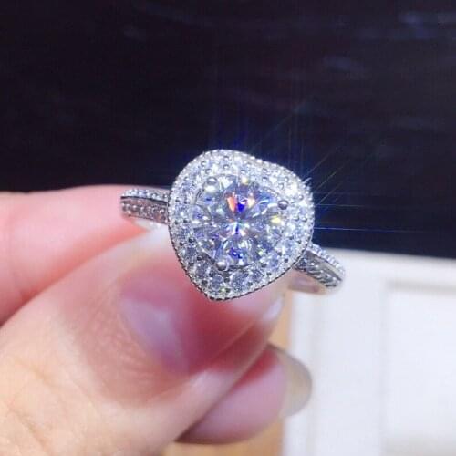 HOT SALE 925 Sterling Silver Heart Clear Diamond Rings for Women Princess Ring Wedding Engagement Accessories Jewelry For Female
