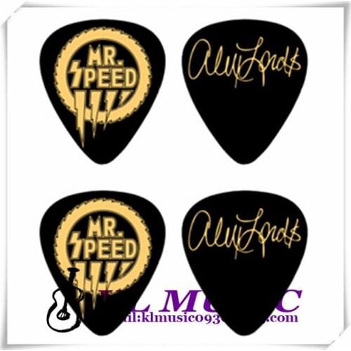 Custom personalized 0.96mm black guitar picks with both sided-printing,hot stamp printing with gold logo