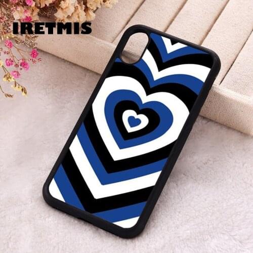 Iretmis 5 5S SE 2020 Phone Cover Case for iPhone 6 6S 7 8 Plus X Xs XR 11 12 Mini Pro Max Silicone Blue white black love heart