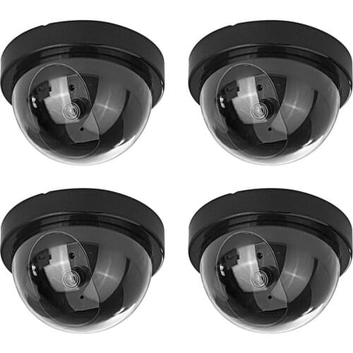 Hot Sale 4 Pcs Dummy Security CCTV Dome Camera With Flashing Red LED Light Sticker Decals