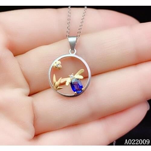 KJJEAXCMY fine jewelry 925 Sterling Silver inlaid natural sapphire popular bee girl new Pendant Necklace support test